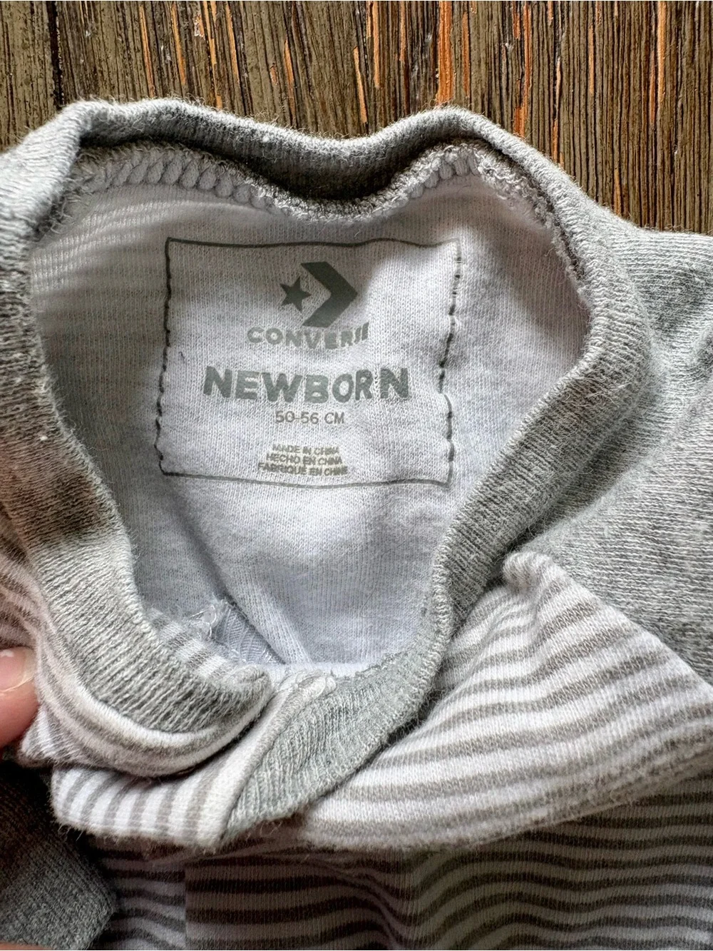 Converse Baby Grey Striped Footie Pajama- NB